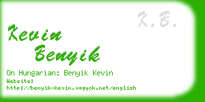 kevin benyik business card